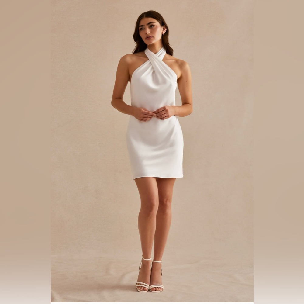 Birdy Grey White Halter Mini Dress
